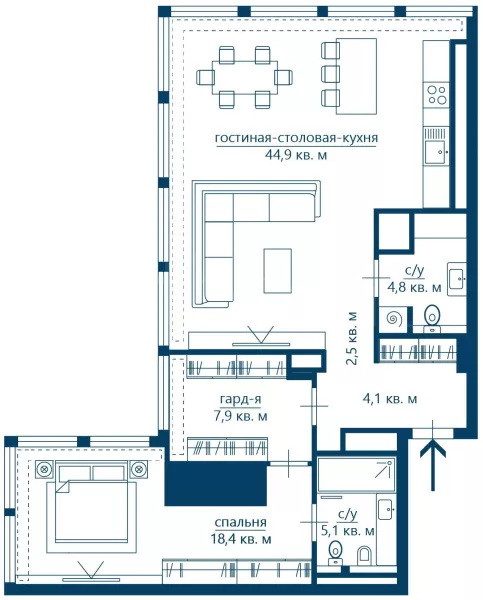Аренда квартиры площадью 87.7 м² 15 этаж в NEVA TOWERS по адресу Сити, г Москва, 1-й Красногвардейский проезд, д 22
